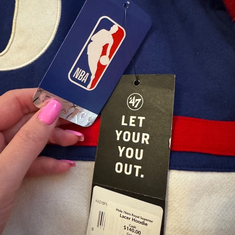 Mitchell & Ness Blue and Red hoodie. Mens - Picture 2 of 3
